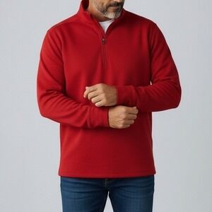 The Eastern Mountain Sports 2XL Men's Tech Wick 1/4-Zip‎ Pullover Base Layer Red